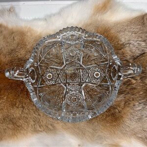 Vtg Dalzell Viking Glass Trinket Candy Dish Daisy Fan Sawtooth Maltese Clear Cut